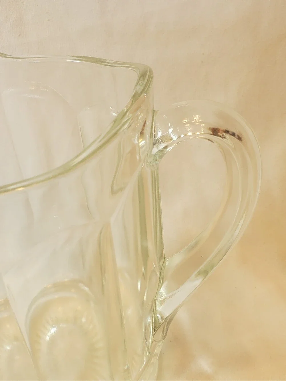 Depression Glass Vtg Clear Glass Panel Pitcher - Classic Beverage Server Ice Lip